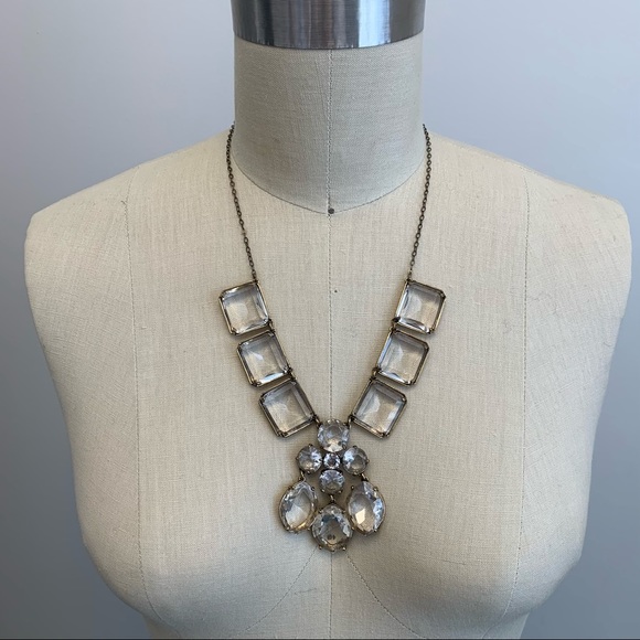 J. Crew Jewelry - J Crew Clear Crystal Gold Statement Necklace